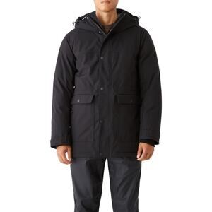 Frank and Oak Black Plateau Hooded Recycled Polyester Parka Coat Size Large NWT